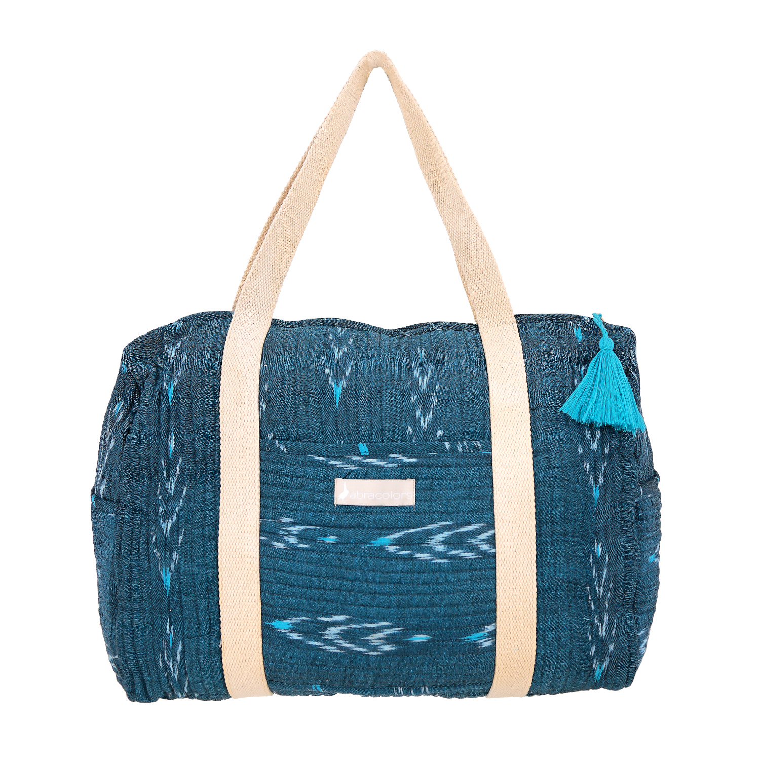 Bolsa ikat azul y beige