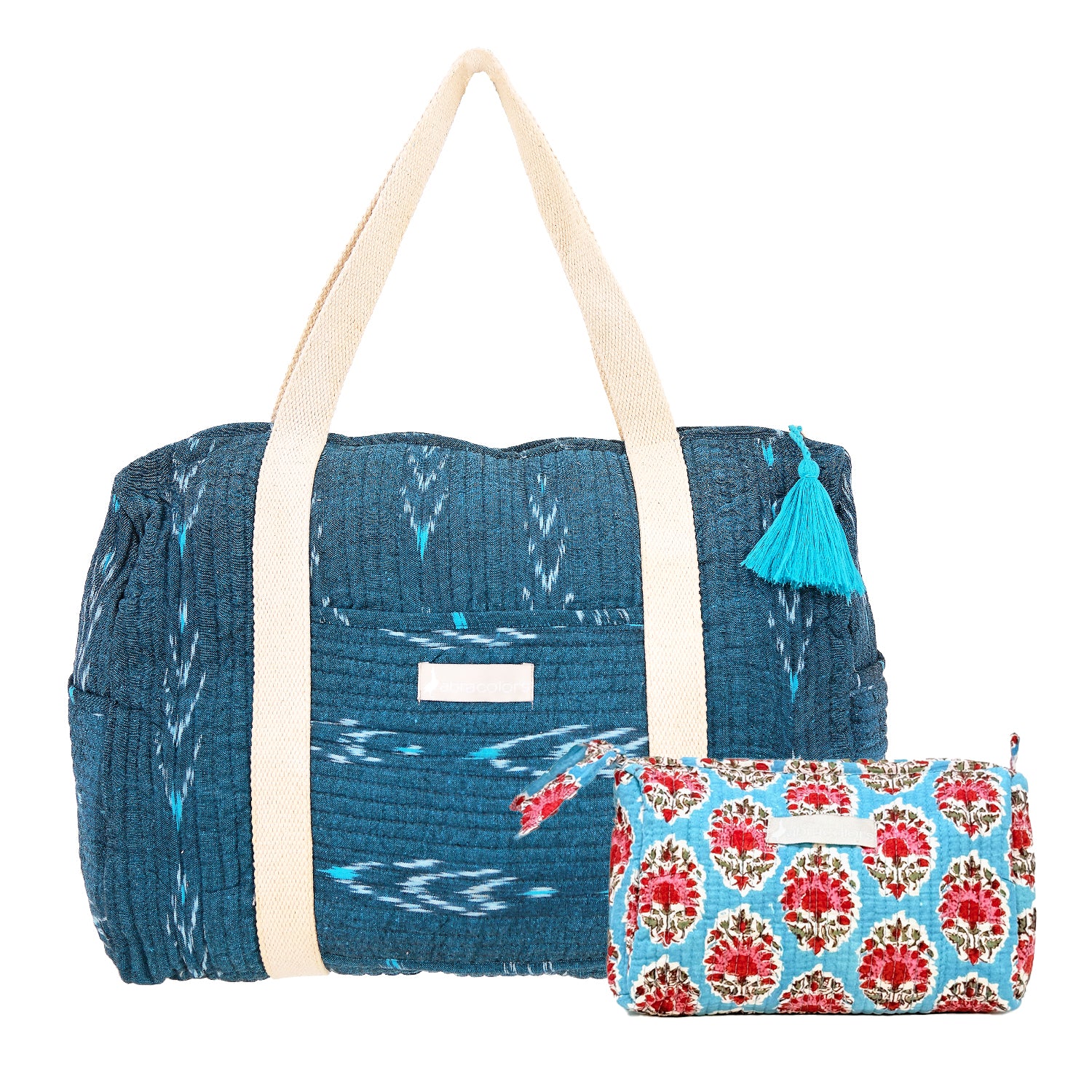 Bolsa finde azul con neceser