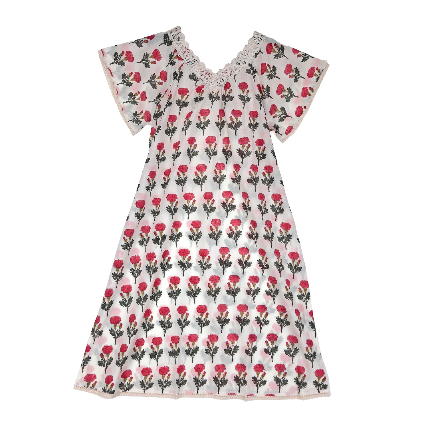 Camisón manguita flor blanco