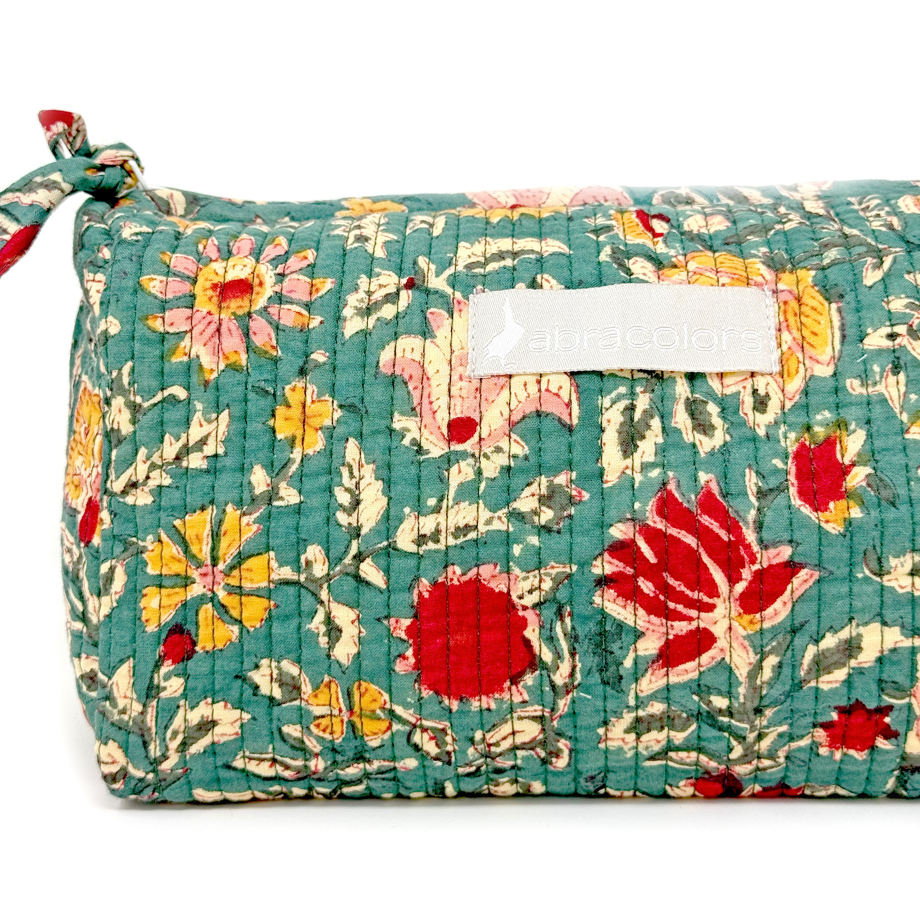 Green floral washbag