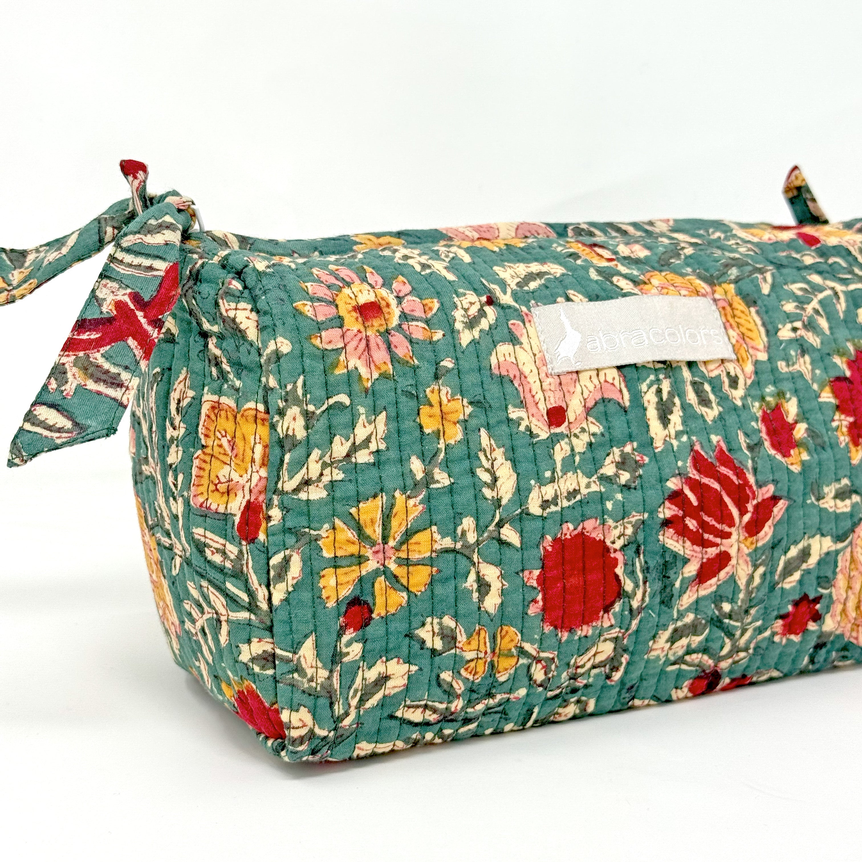 Green floral washbag