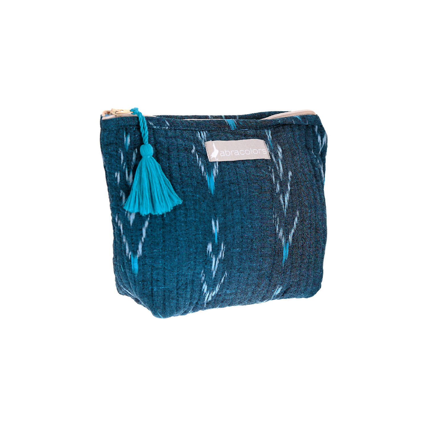 Bolsita ikat azul y beige
