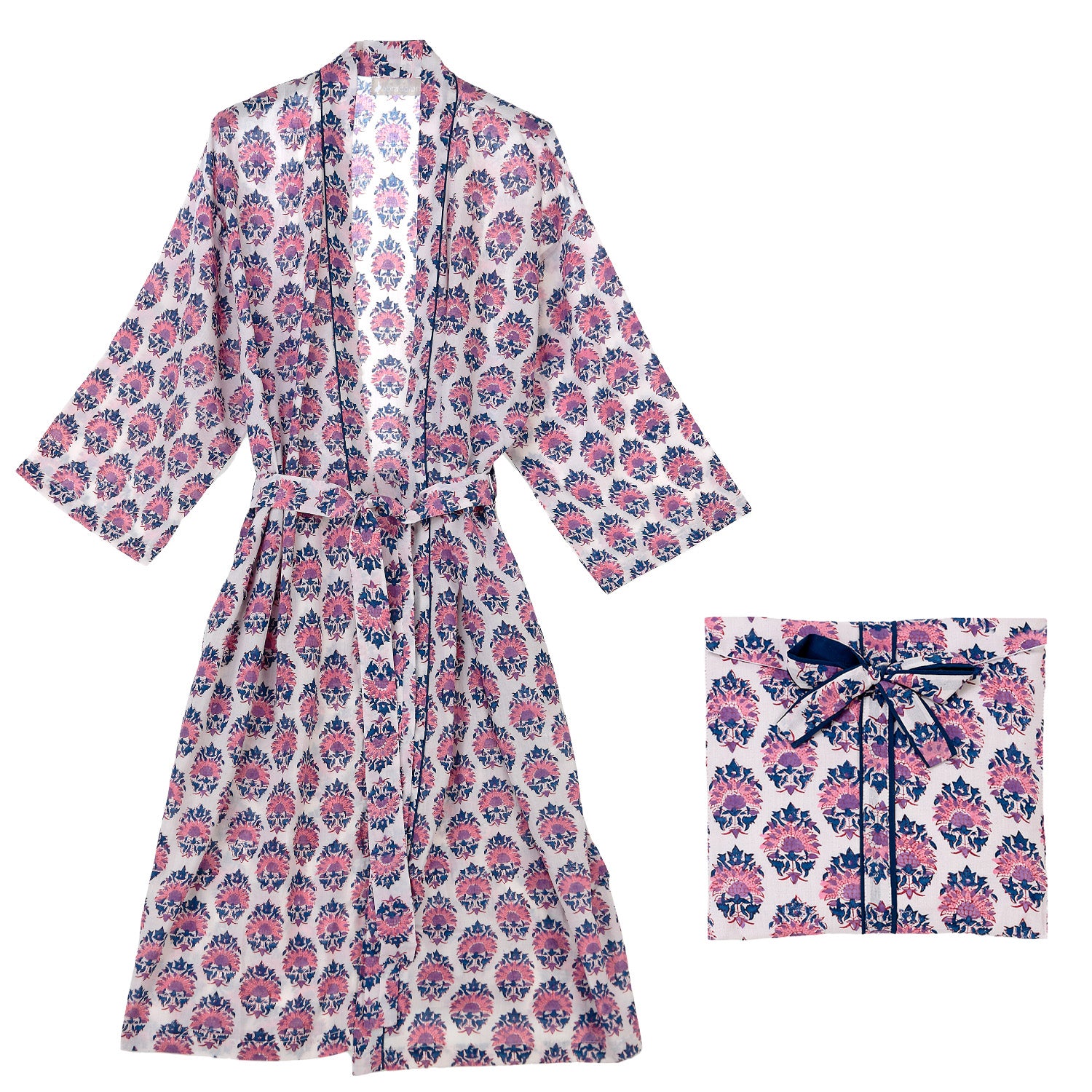 Kimono flores blanco