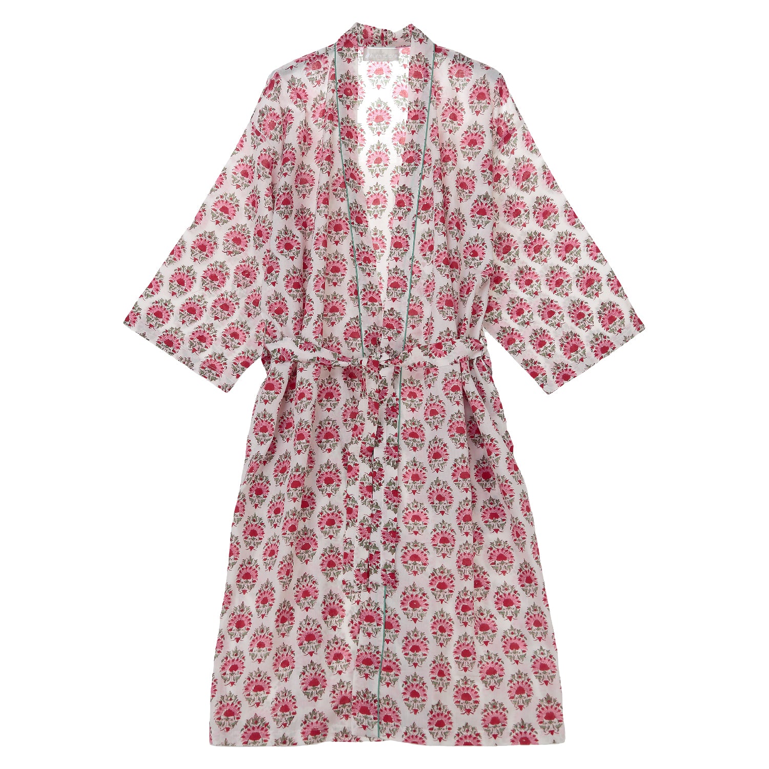 Kimono flores blanca y rosa