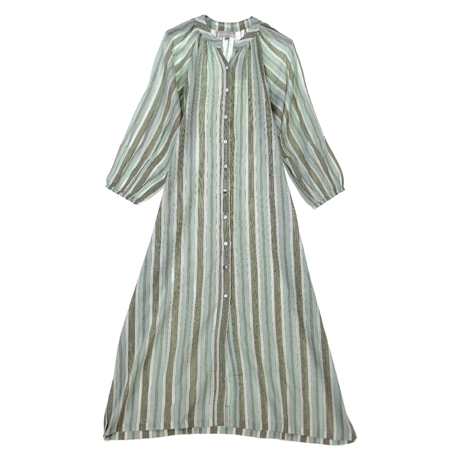 Vestido abullonado rayas verde