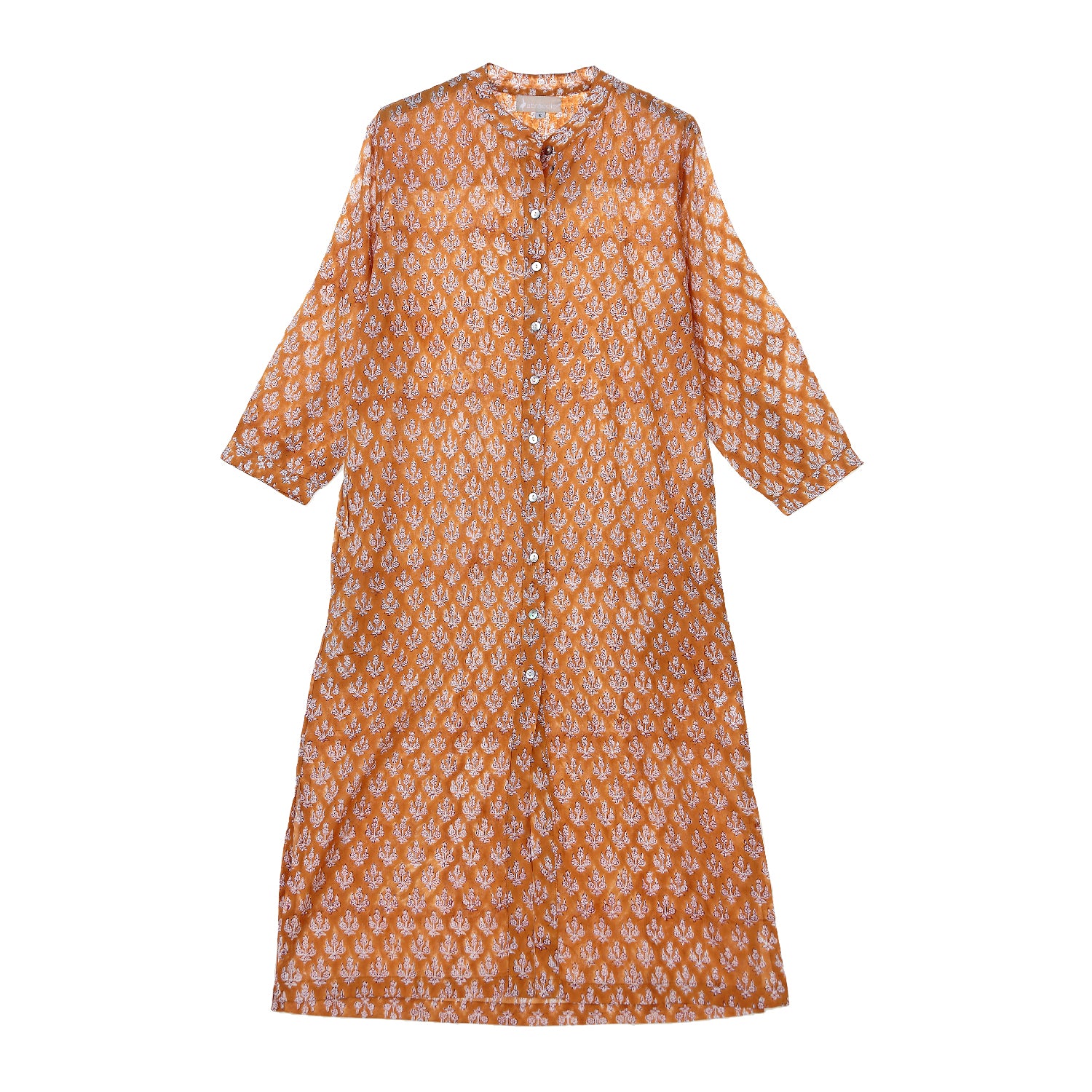 Vestido camisero flor ocre