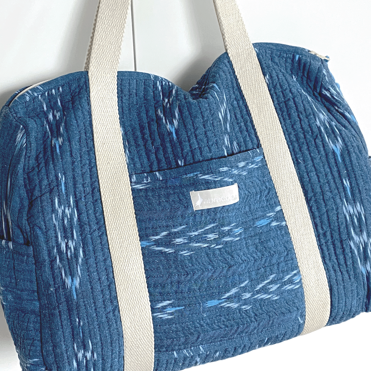 Bolsa ikat azul y beige