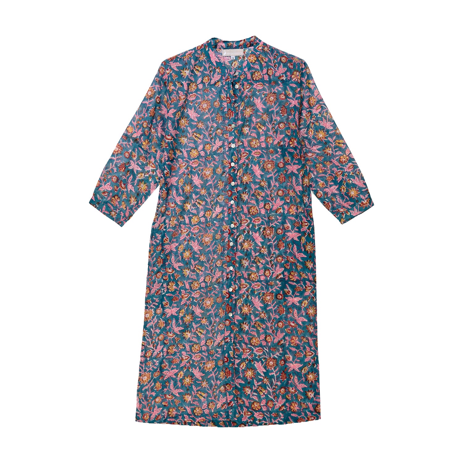 Vestido camisero flor azul