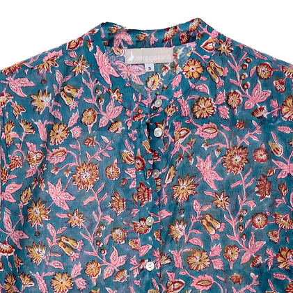 Vestido camisero flor azul