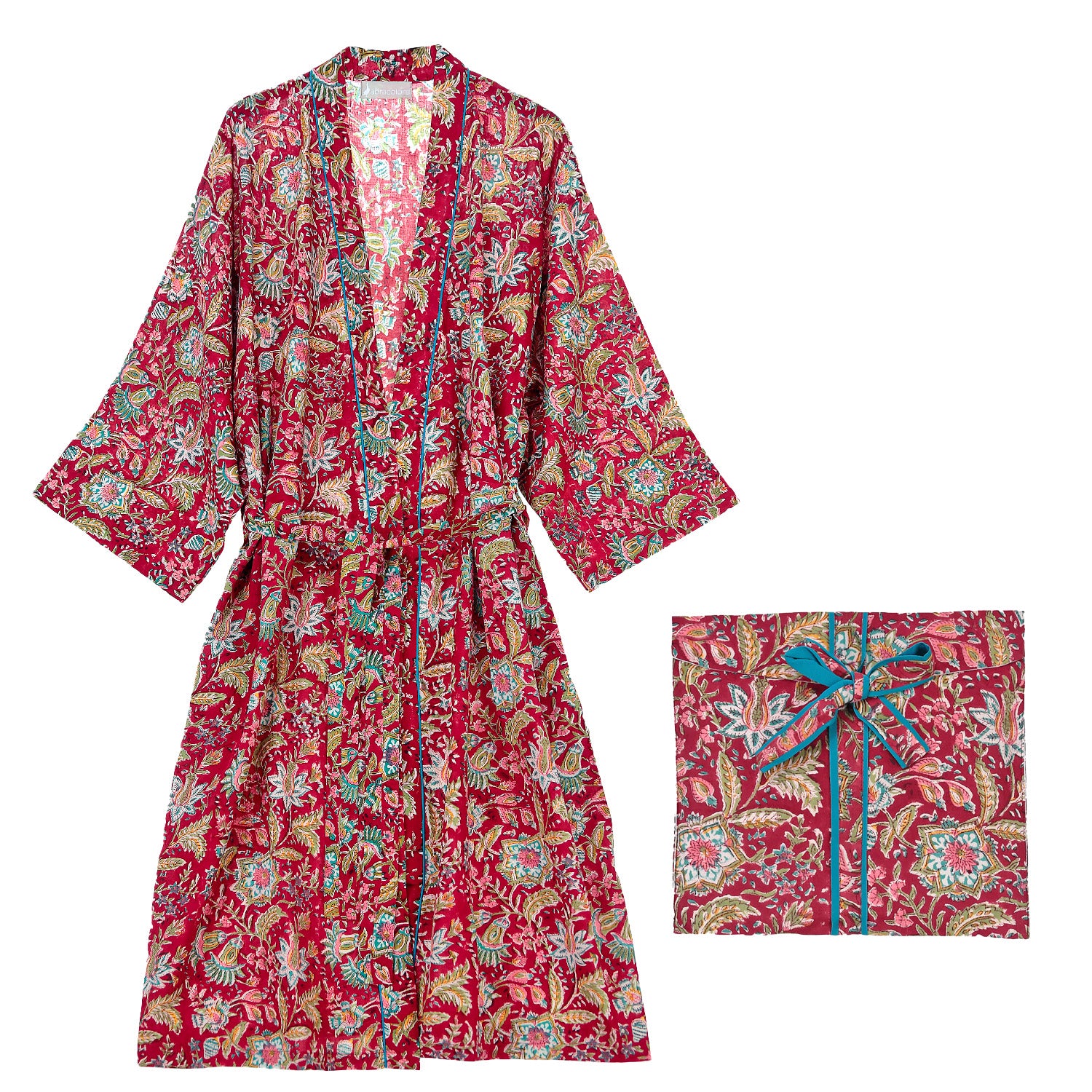 Kimono flores rojo
