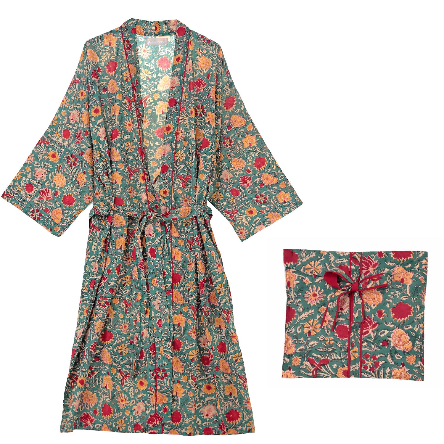 Kimono flores verde