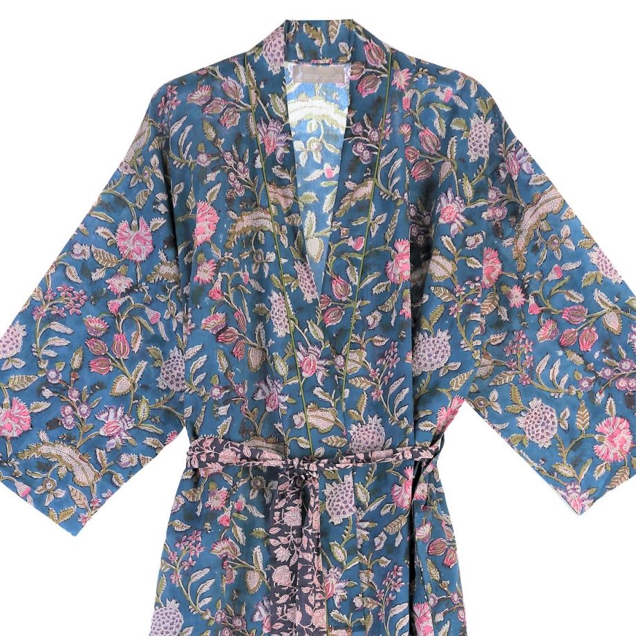 Kimono flores azul