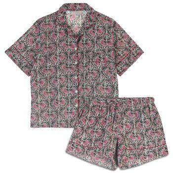Pijama corto flores menta